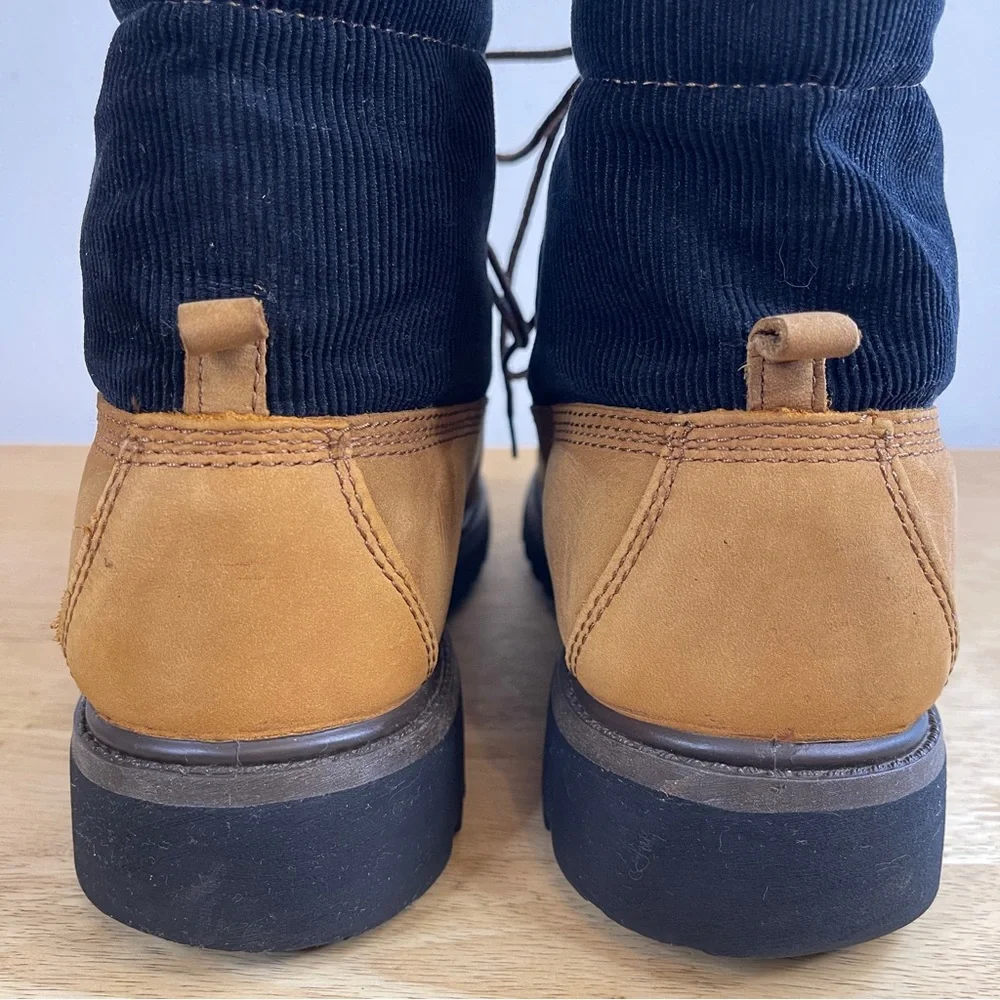 Timberland Wheat and Plaid Nubuck Tan Corduroy Waterproof Winter Boots Size 7